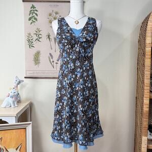 90s Y2k Floral Bow Babydoll Dress Dolly Coquette Romantic Dollette Femme 2P XS